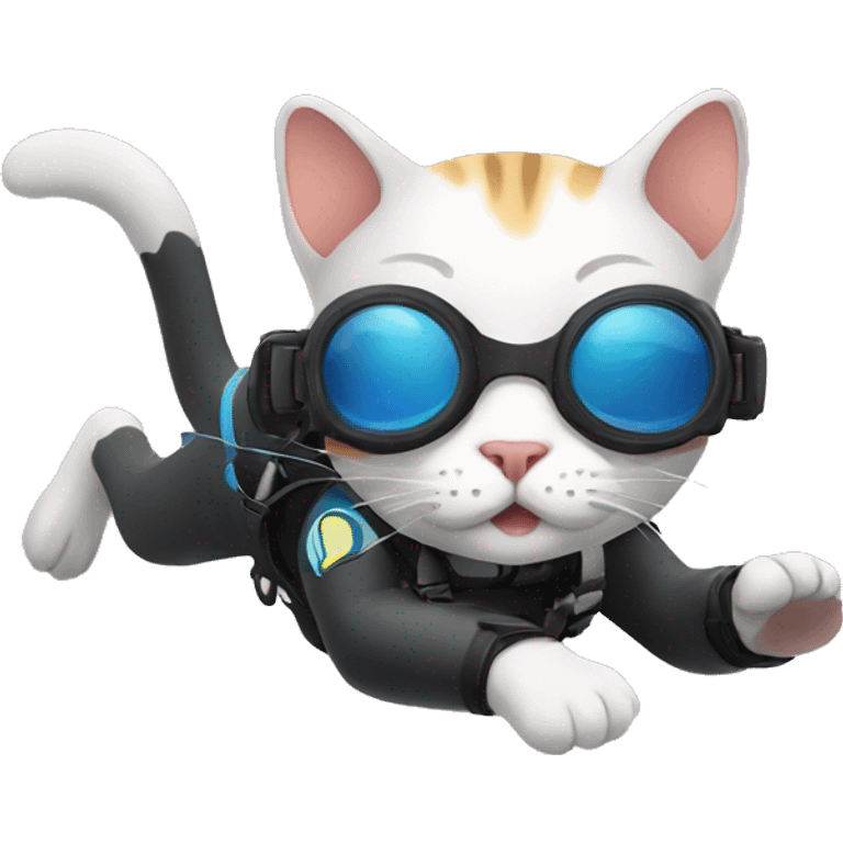 Cat doing scuba diving  emoji