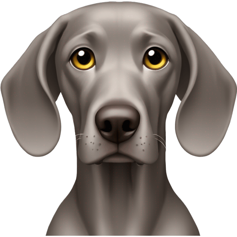 A female weimaraner on her best uspide down emoji