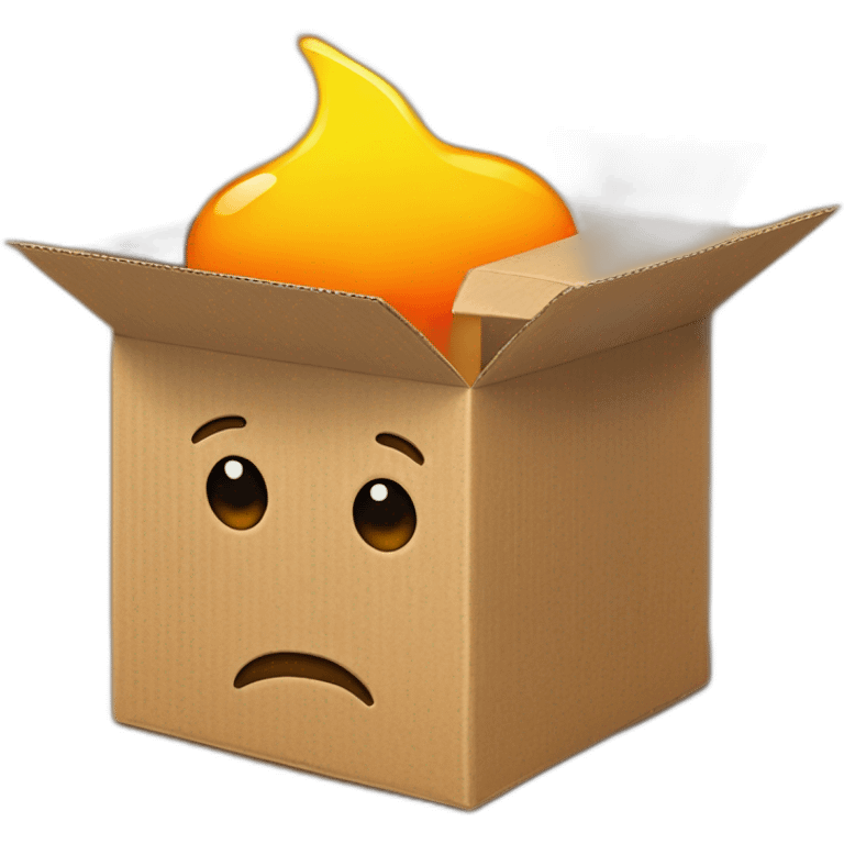 A cardboard box with hot face emoji