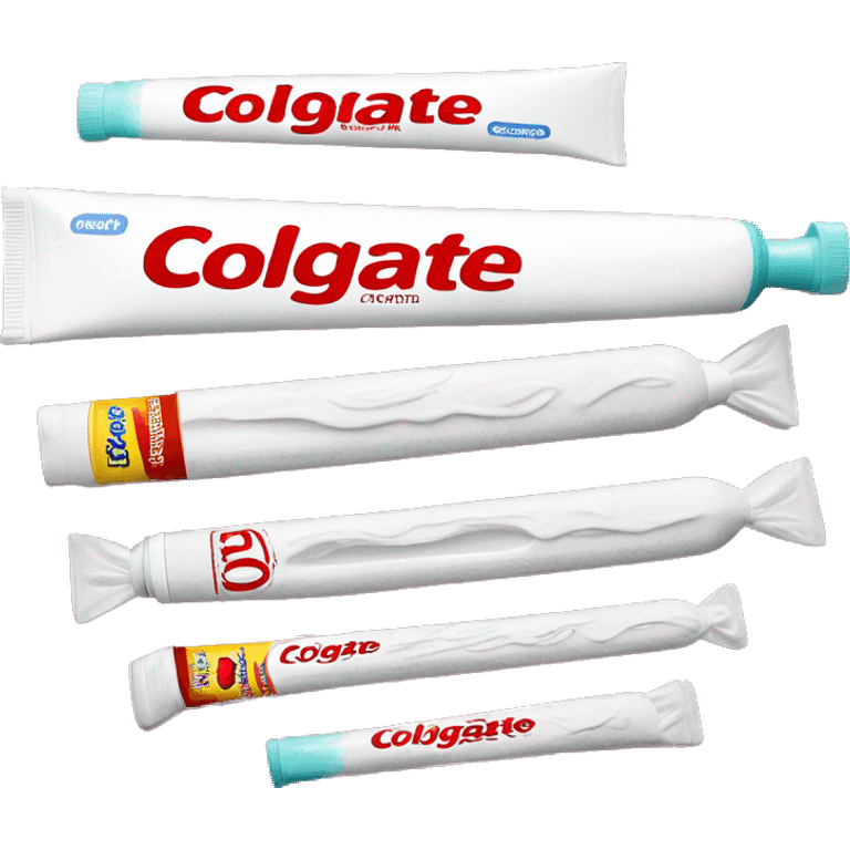  toothpaste with brand name COLGATE written on the tube clearly emoji