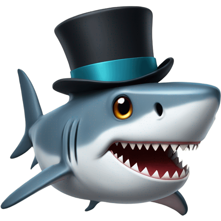 Shark with a top hat emoji