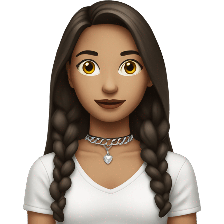 Brunette girl wearing choker emoji