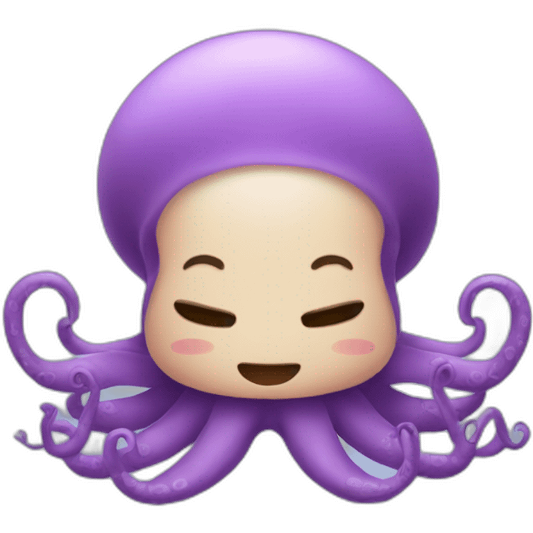 Cute kraken cute face eyes closed making yoga emoji