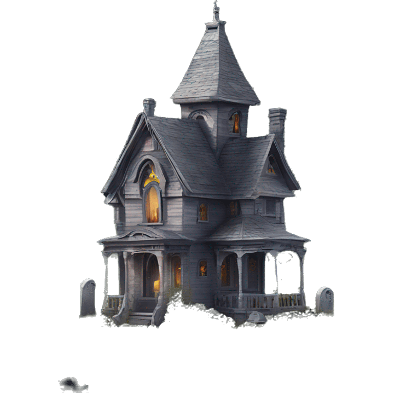 Romantically overgrown Haunting graveyard field Victorian mansion birdhouse  emoji