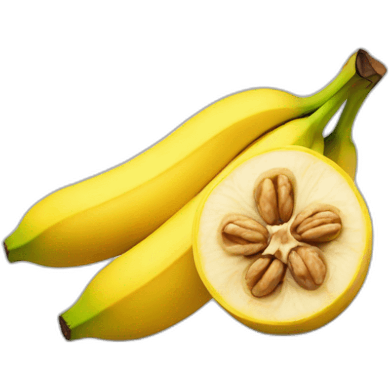 Banana with walnuts at the base emoji