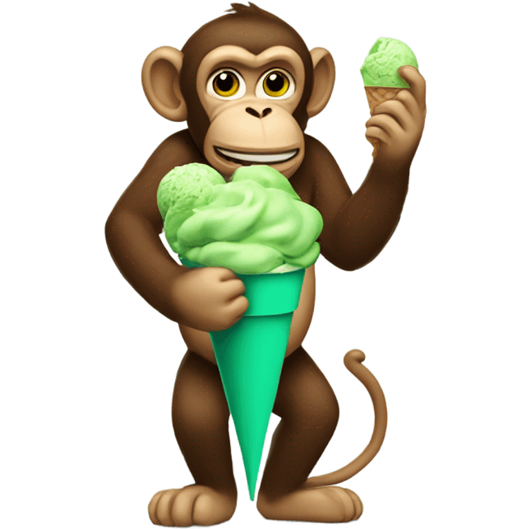 Big monkey eating green ice cream emoji