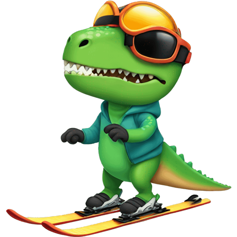 Dino skiing emoji