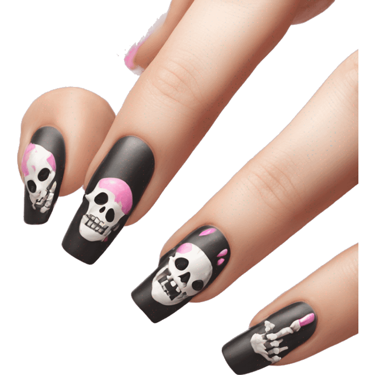 Skeleton hands bones with pink polish nails  emoji