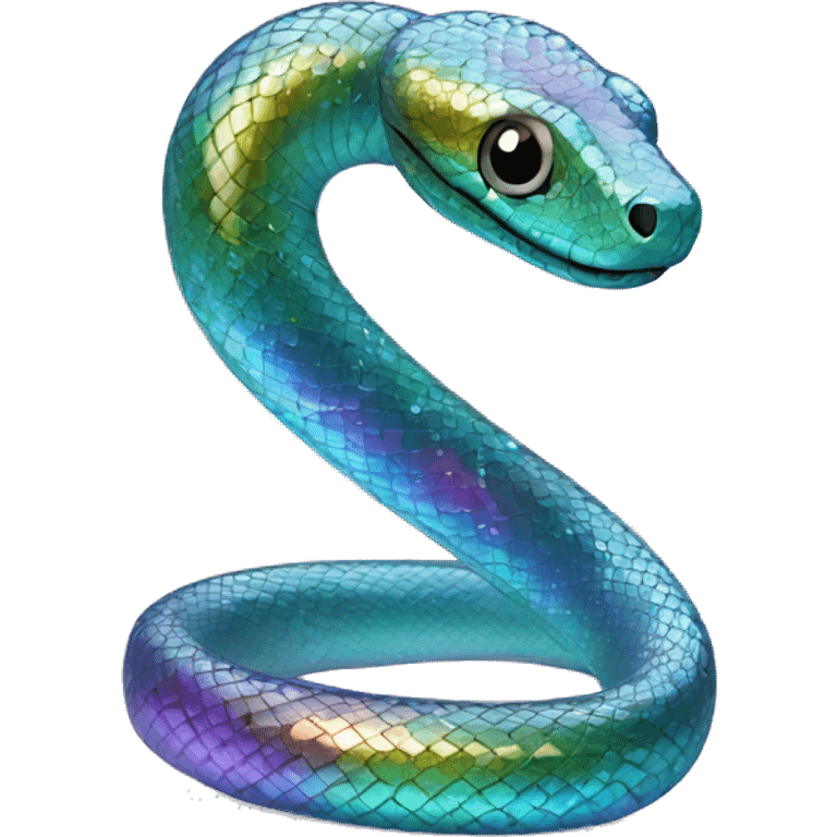 Sparkly glossy Pastel iridescent glass snake emoji