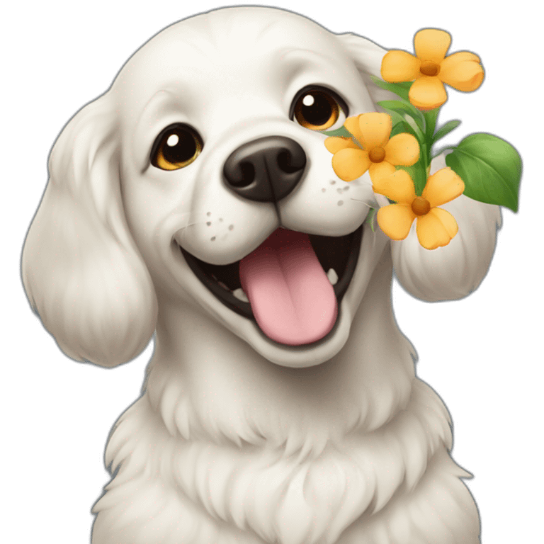 Dog with flower emoji