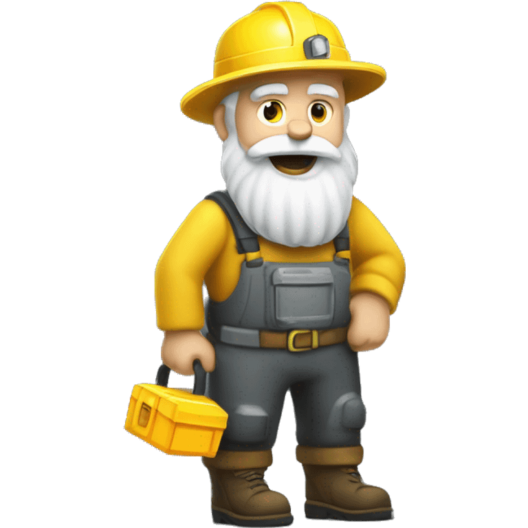 Old diamond miner with a big white beard, dynamite in his hand yellow helmet with flashlight emoji