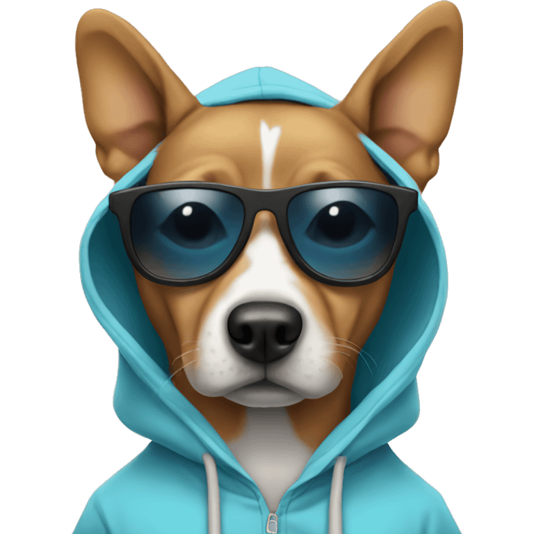 Dog wearing a hoodie and shades  emoji