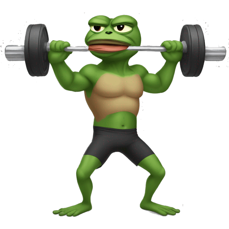 pepe the frog working out (muscular) emoji