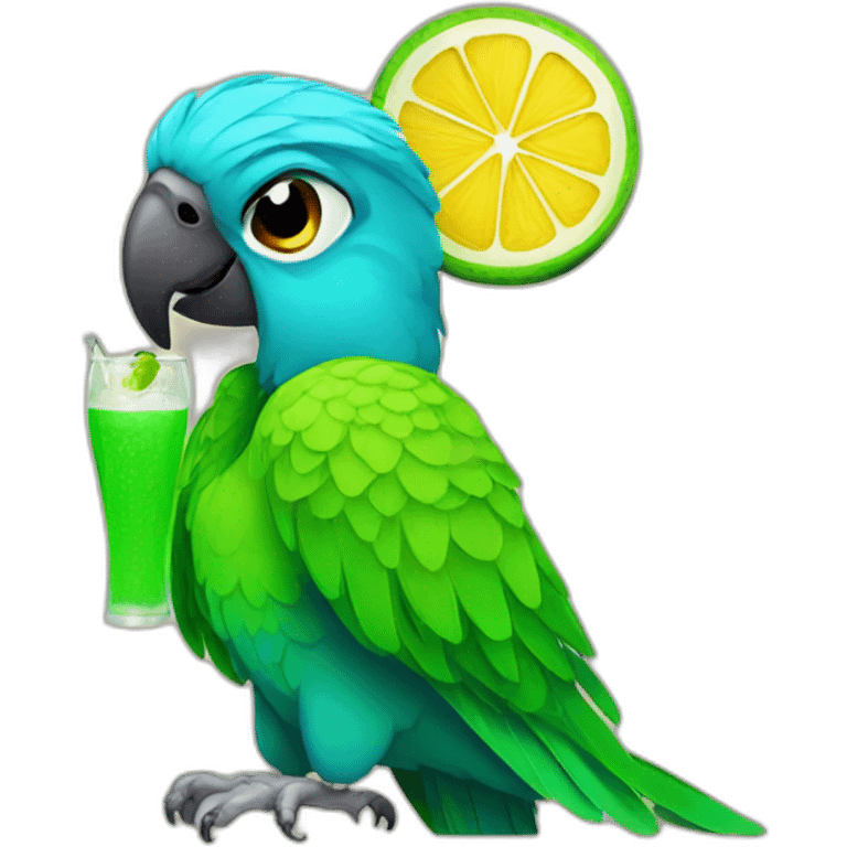 parrot with margarita emoji