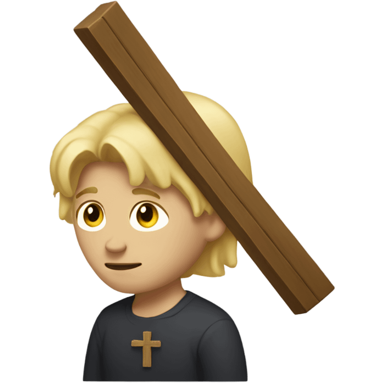 White man with blonde haire carrying a Cross emoji