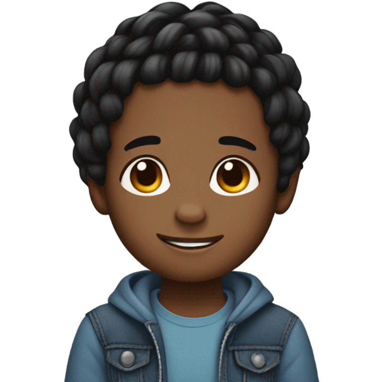 Black boy with stitch braids emoji