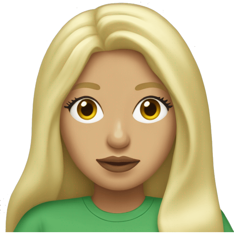 lady gaga in a brat green tshirt and long blond hair emoji