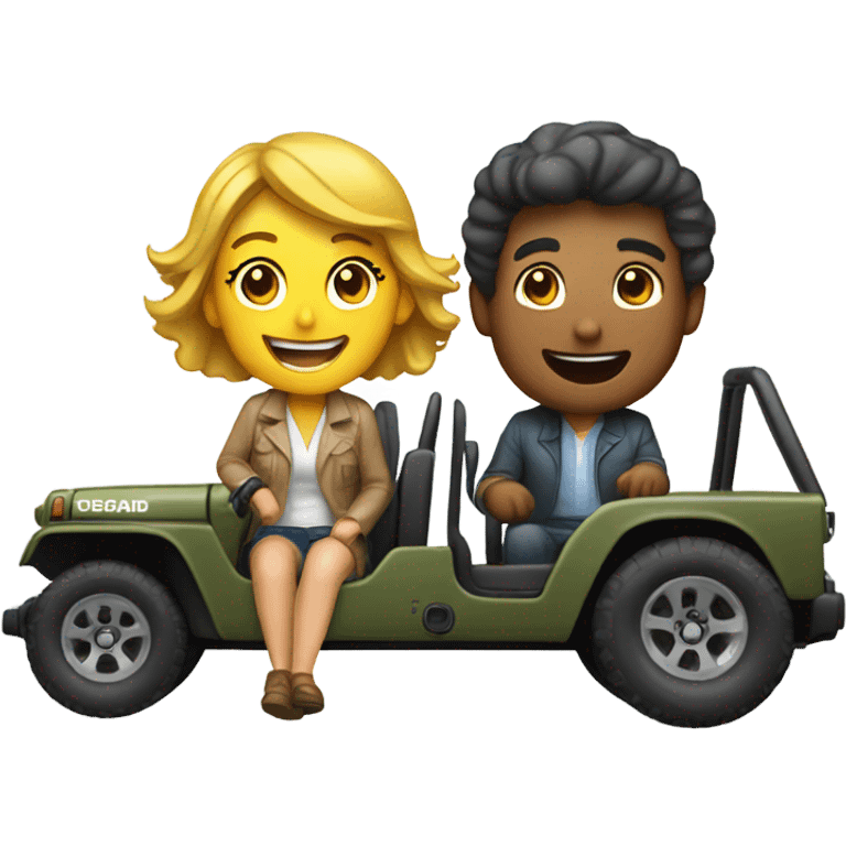 A man and a woman driving a jeep emoji