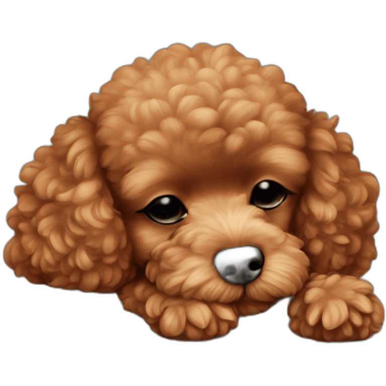 Red toy poodle sleeping  emoji