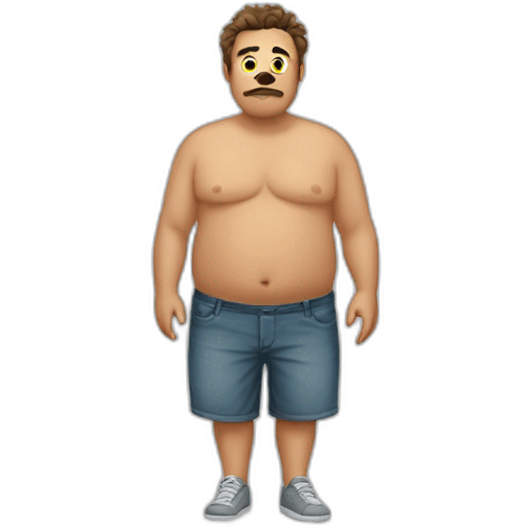 Um homem gordo com a barriga para fora emoji