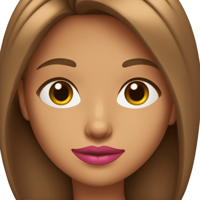 a tanned girl with brown medium hair and pink-ish lips emoji