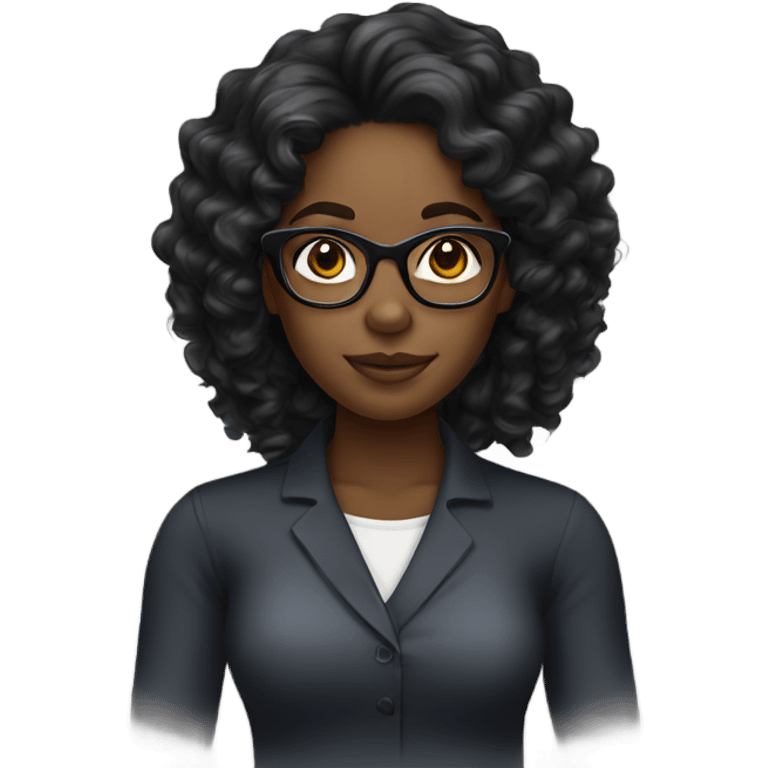 black girl with long deep wave hair and glasses  emoji