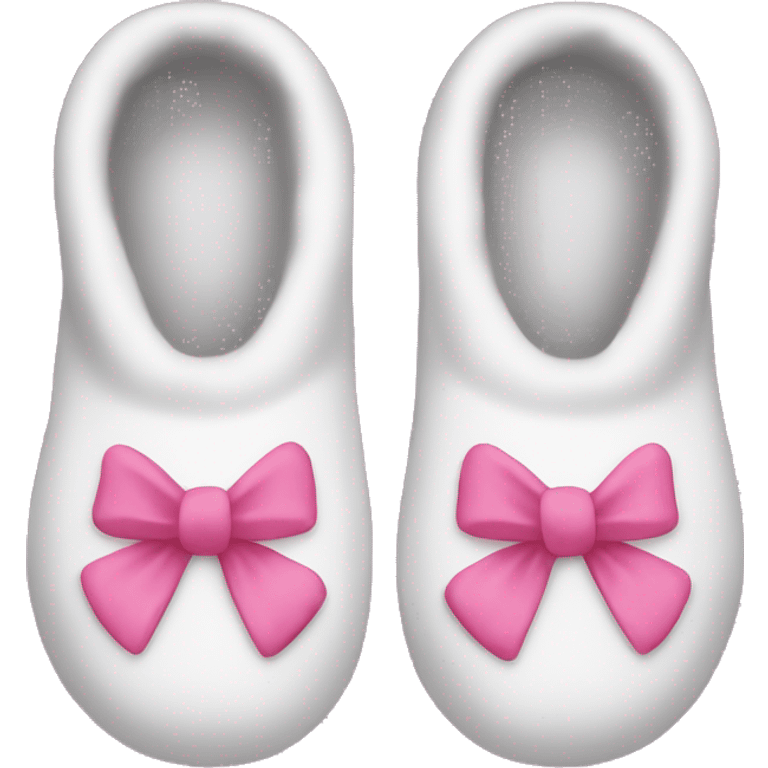 Make a pair of home sock slippers that are white with pink bows on them  emoji