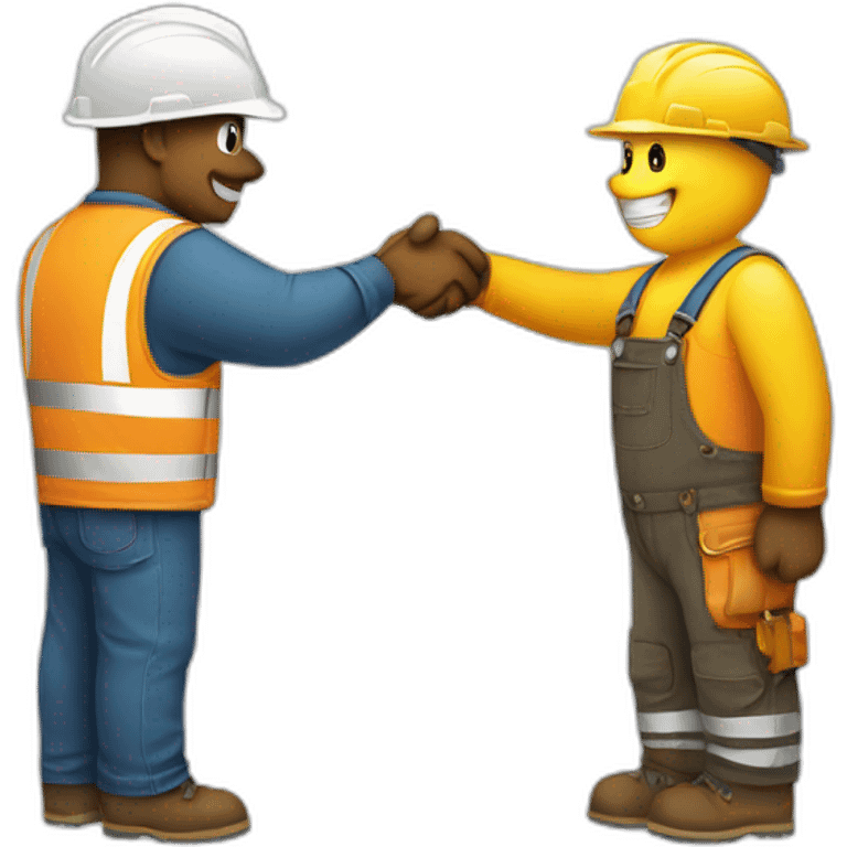 construction worker shaking hand a bear emoji