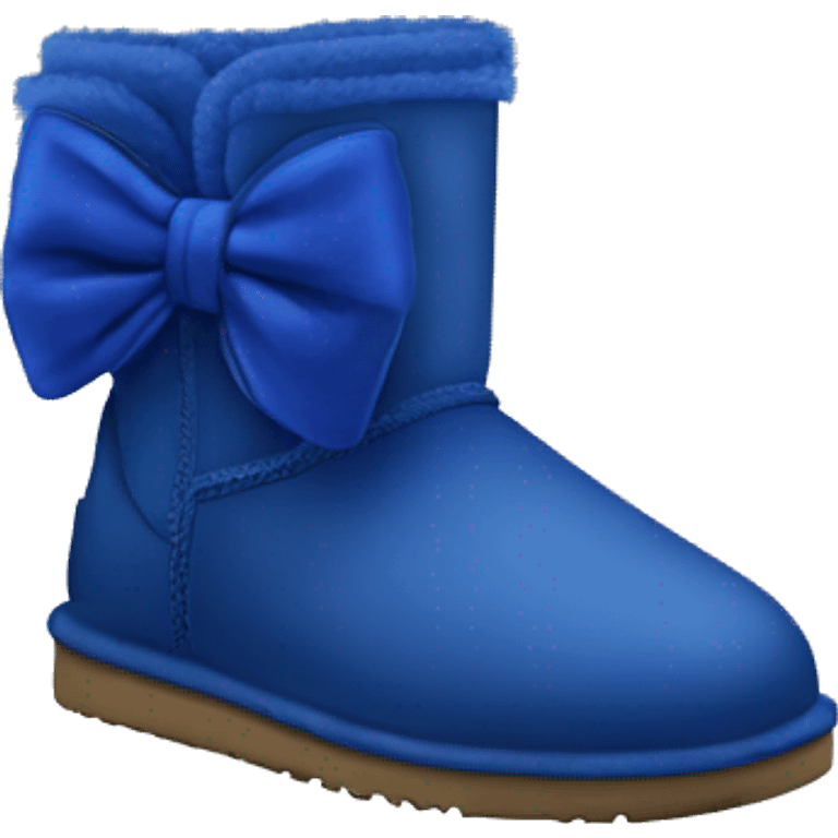 Realistic pair of cobalt blue ugg fur boots with a bow on them. emoji