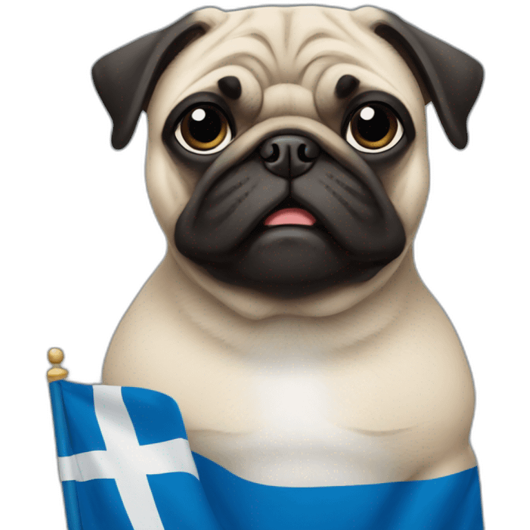 pug holding a suomi flag emoji