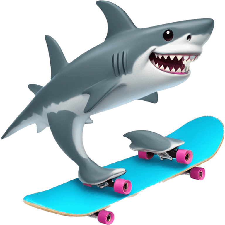 Shark riding a skateboard  emoji