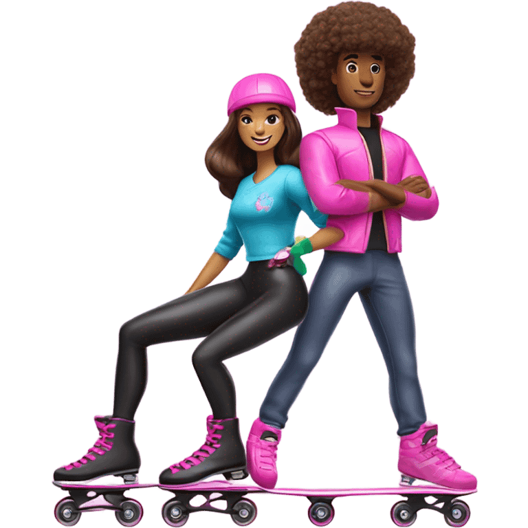 Ken and Barbie rollerblading emoji