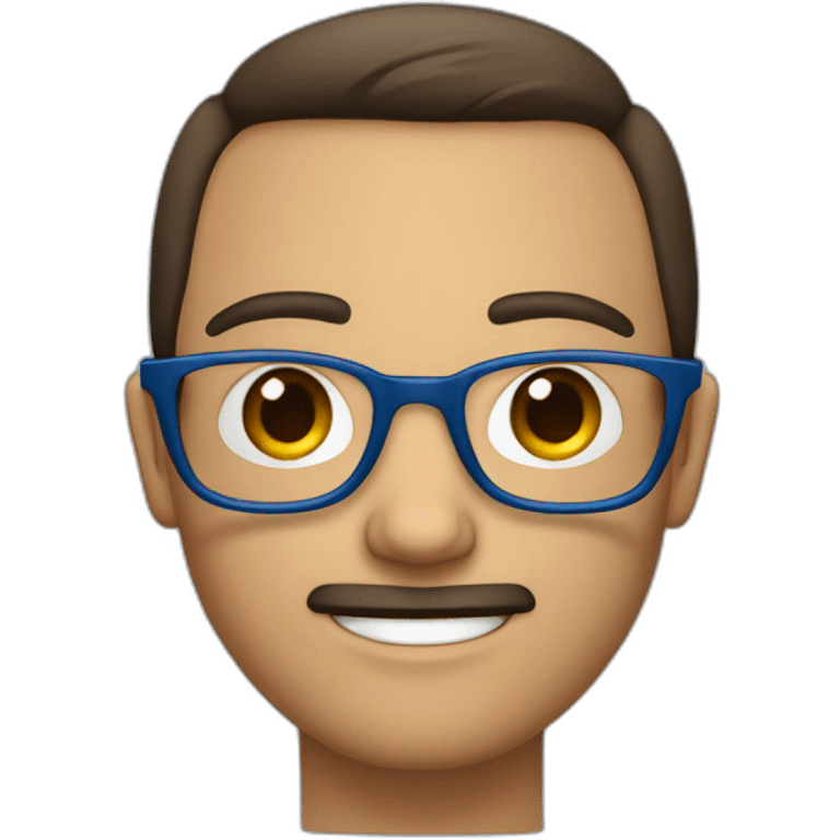 Homme brun aux yeux bleu avec lunette emoji