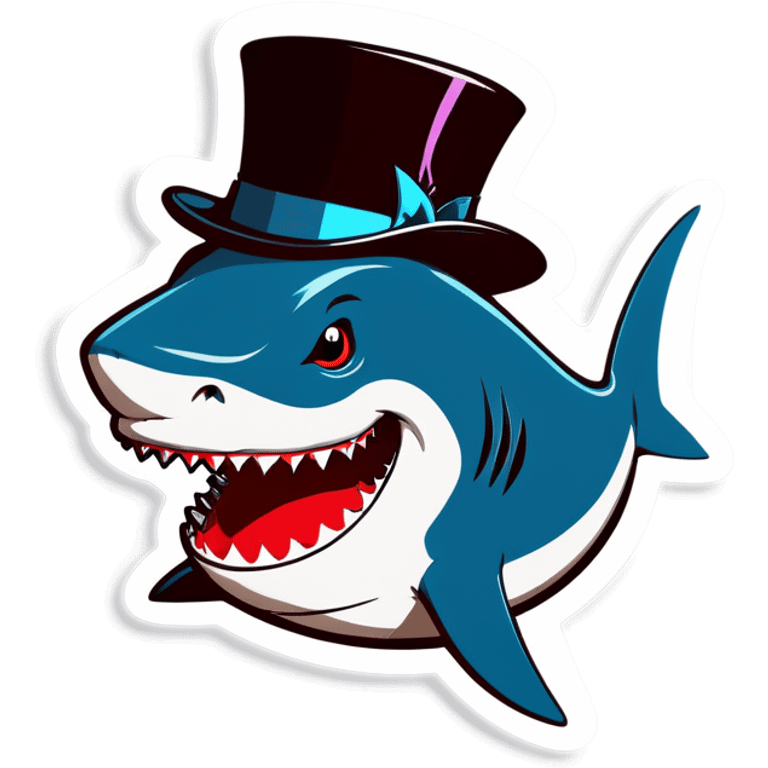 Shark with a top hat emoji