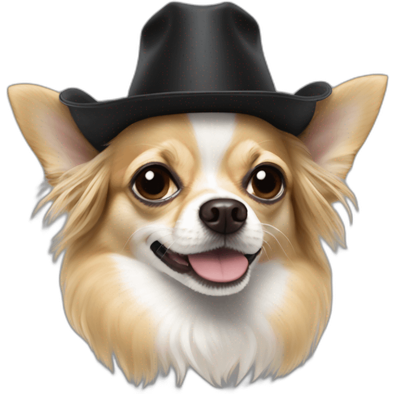 Long hair sand chihuahua napoleon hat emoji