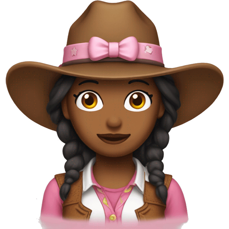 Hello kitty face COWGIRL  brown hai  emoji