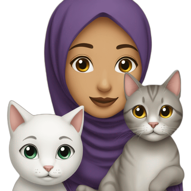 Hijabi girl with her cat  emoji