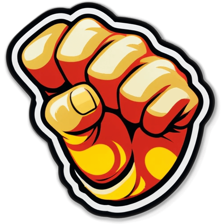 A fist with a boomerang in it emoji