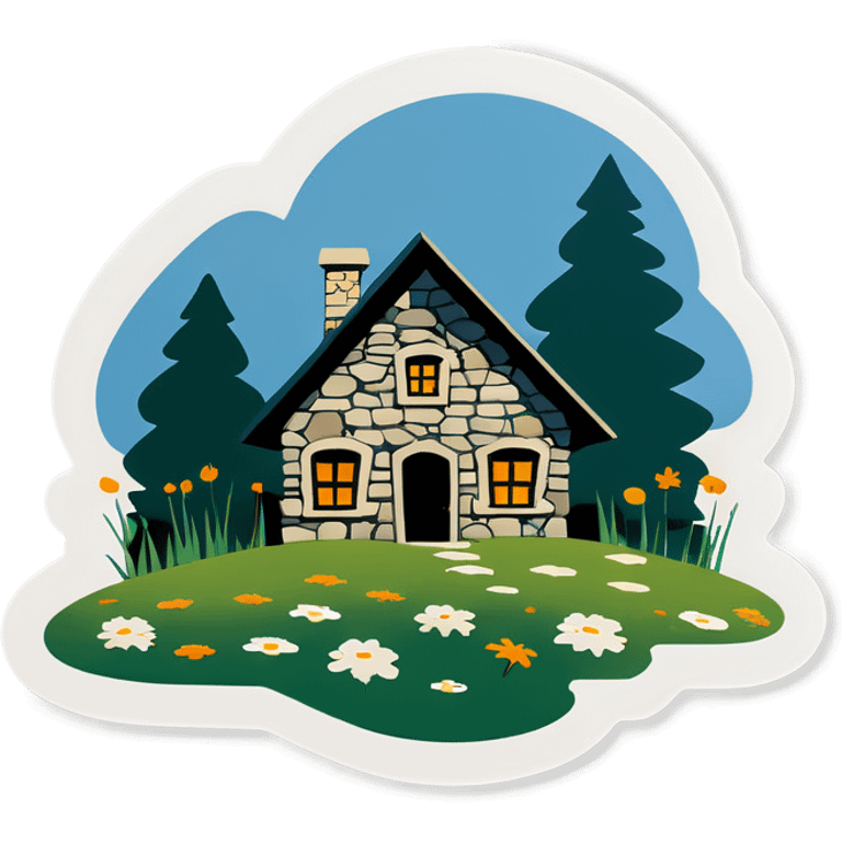 Stone house in a meadow emoji