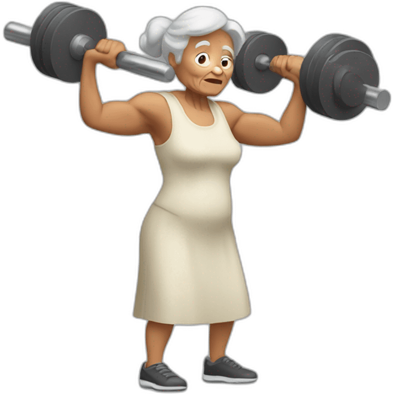 old woman lifting heavy weights with one arm emoji