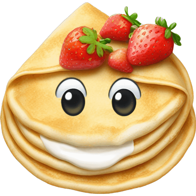 Crêpe with a single strawberry  emoji