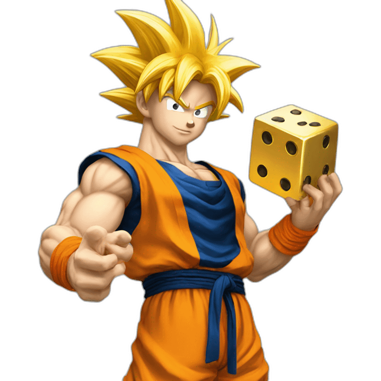 goku holding a golden dice emoji