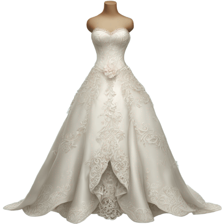 Hyper Realistic ornate and detailed Whimsical Wedding dress displays emoji