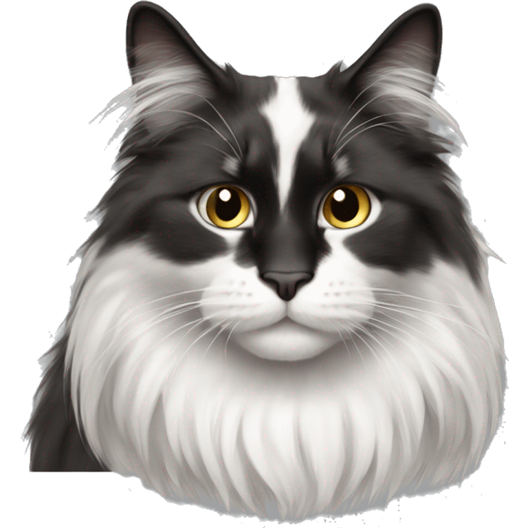 lack-and-white cat domestic long-haired emoji