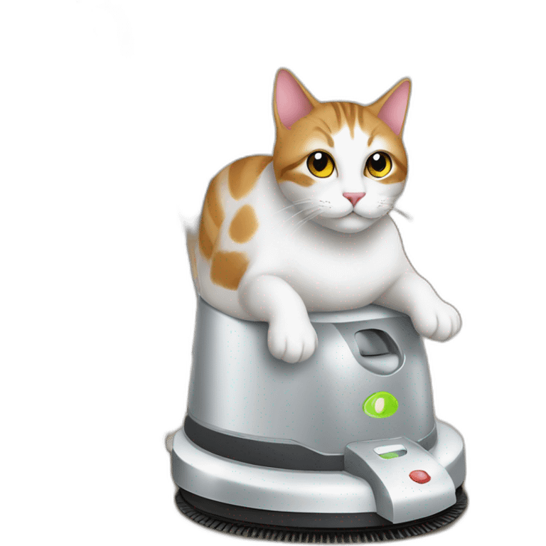 cat on a automatic vaccum cleaner emoji