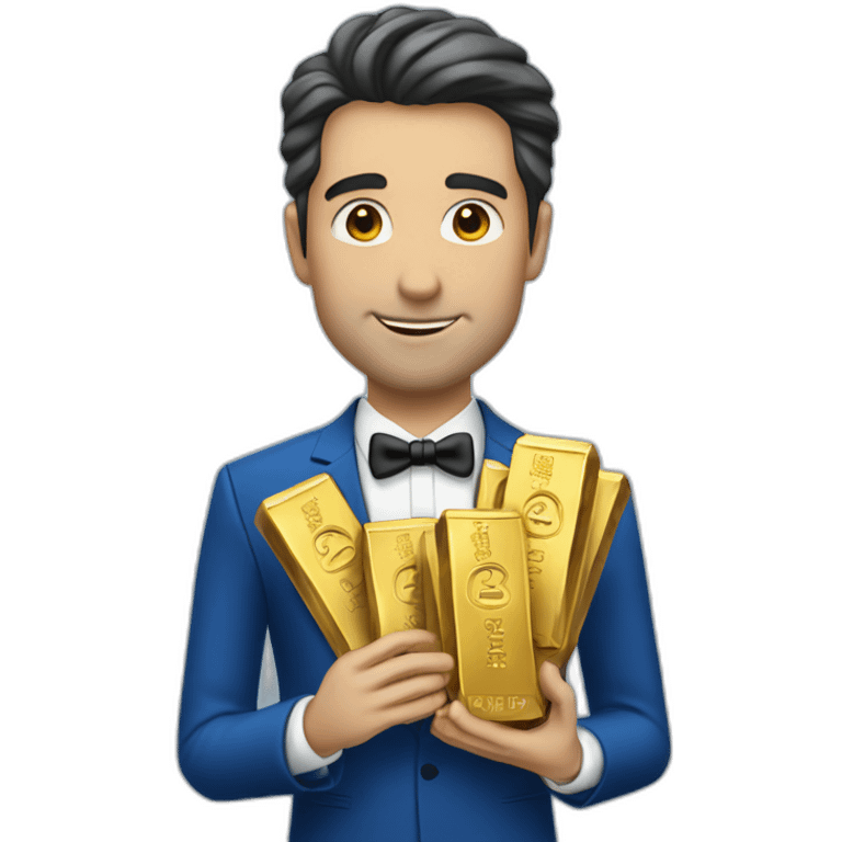 Posh-man-with-blue-suit-offering-goldbar emoji