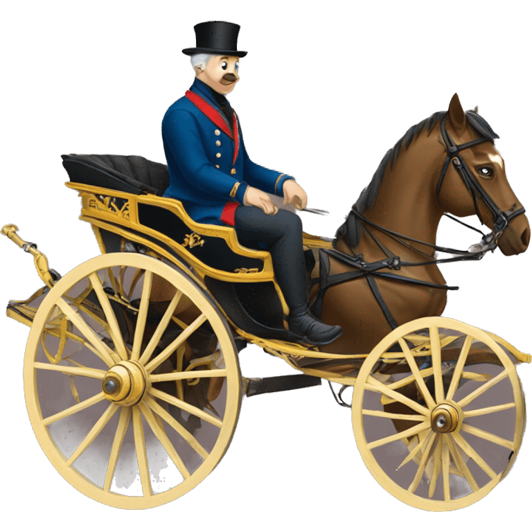 a man sits in a horse-drawn carriage from Russia in the 19th century emoji