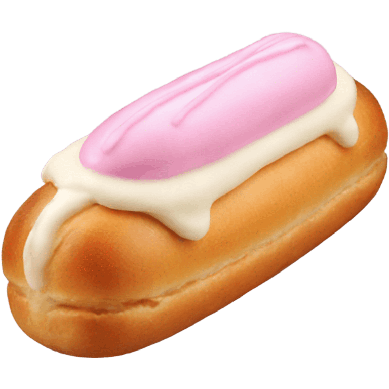 éclair with light pink cream icing emoji