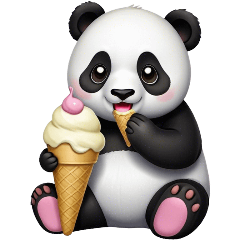 Panda eating ice cream emoji