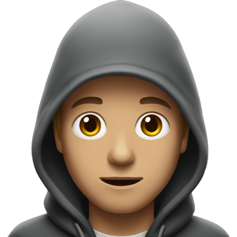 A white guy wearing a black hoodie and a black hat and hoodir. emoji